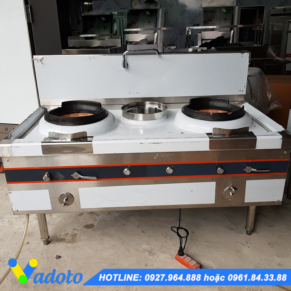 Bếp Âu 2 họng đốt bằng gas - bếp xào đôi