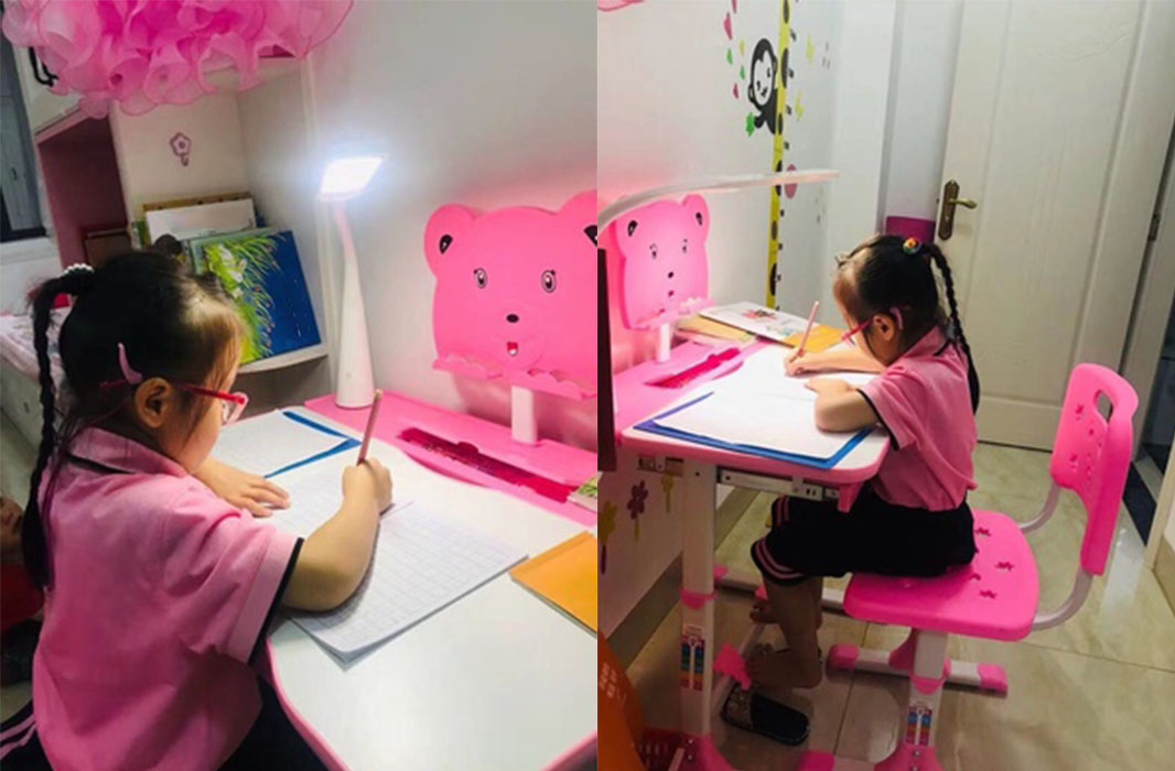 Bộ Bàn Ghế Học Sinh Cao Cấp Chống Gù Chống Cận VDTA6 Màu Hồng