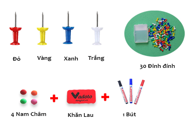 Bảng Combo Từ Trắng + Ghim Nỉ