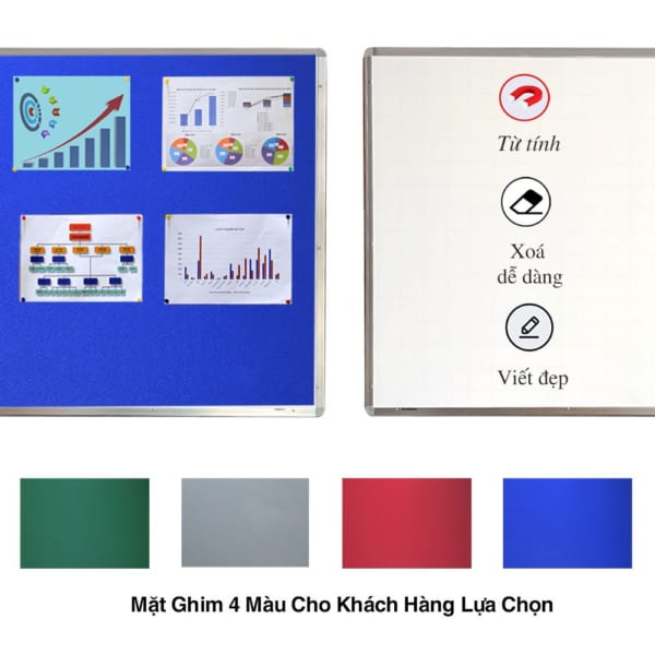 Bảng Di Động Chân Đẩy 2 Mặt: 1 Mặt Từ Trắng + 1 Mặt Ghim Nỉ ( VDT418-N4)