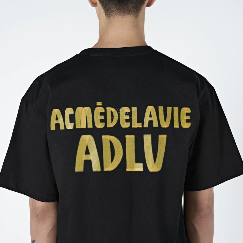 ADLV MARKER BASIC LOGO SHORT SLEEVE T-SHIRT BLACK / YELLOW - ADLV21SS SSLMKB BY2