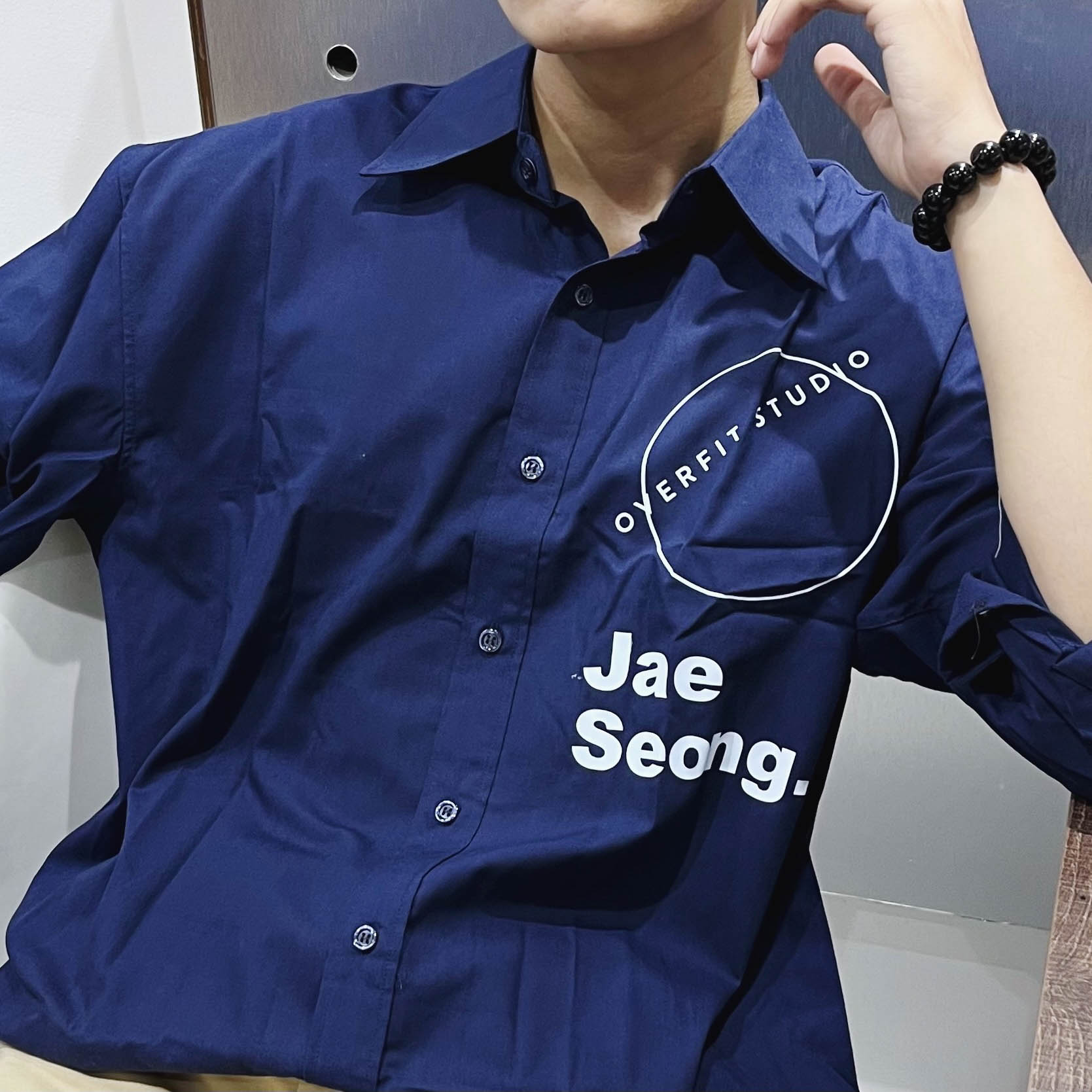 JAESEONG ICONIC LOGO SHIRT NAVY