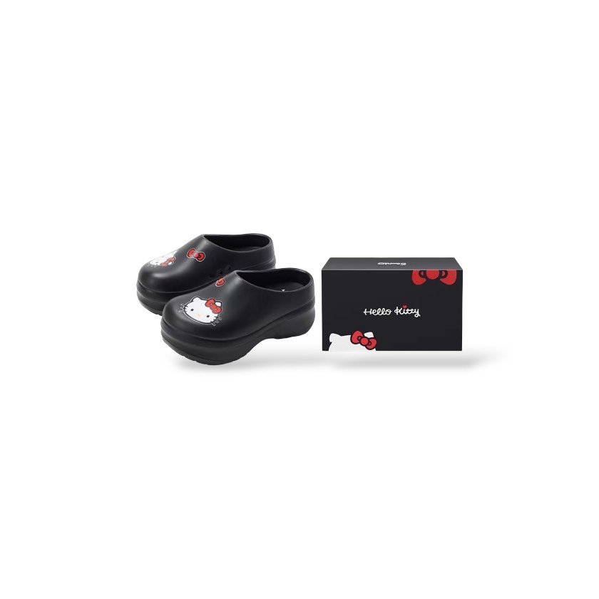SANRIO X HELLO KITTY FOAM CLOGS ALL BLACK
