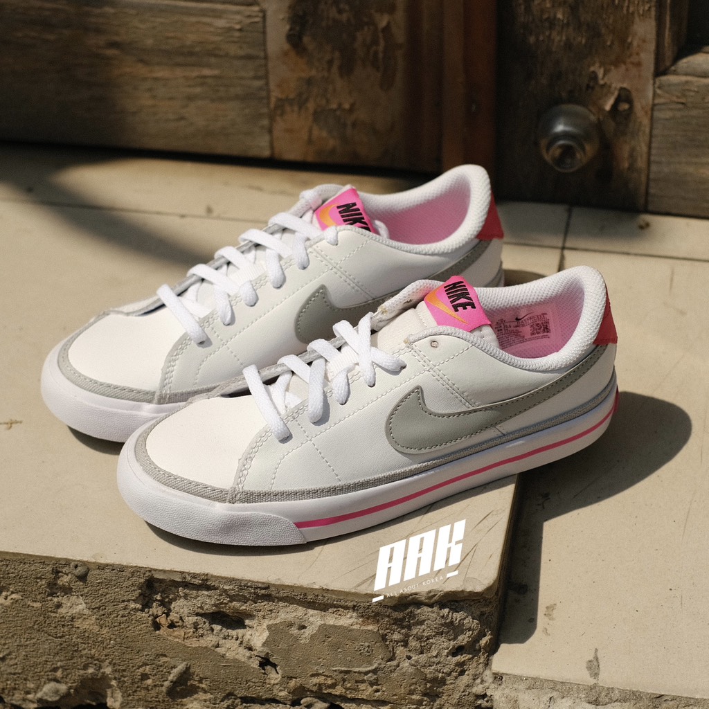 NIKE COURT LEGACY WHITE PINK PRIME LIGHT SMOKE GREY ( DA5380 111)