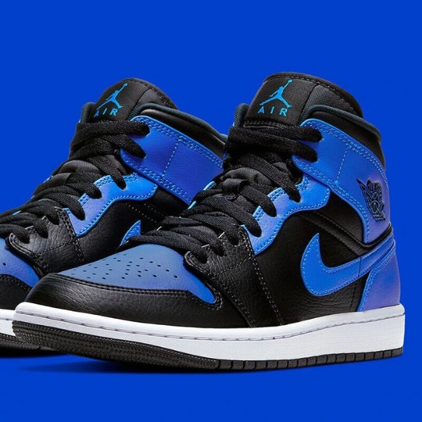 JORDAN 1 MID HYPER ROYAL TUMBLED LEATHER - 554724 077