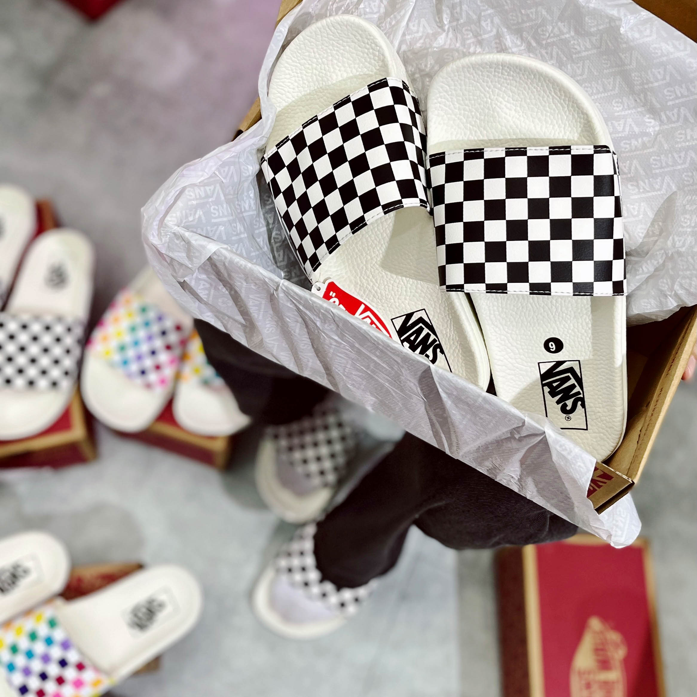 VANS SLIDE - ONE PARTY CHECKER - VN0A38EHQ4O