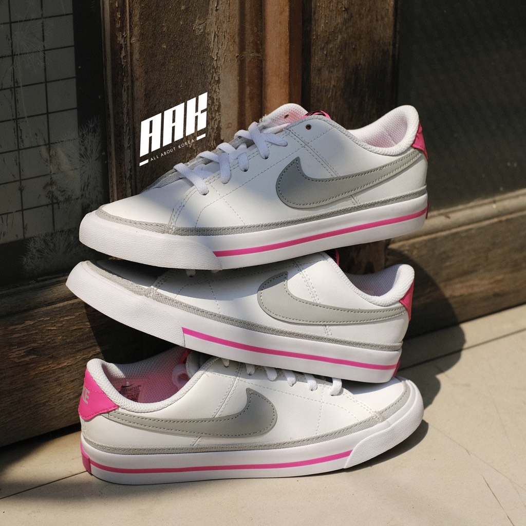 NIKE COURT LEGACY WHITE PINK PRIME LIGHT SMOKE GREY ( DA5380 111)