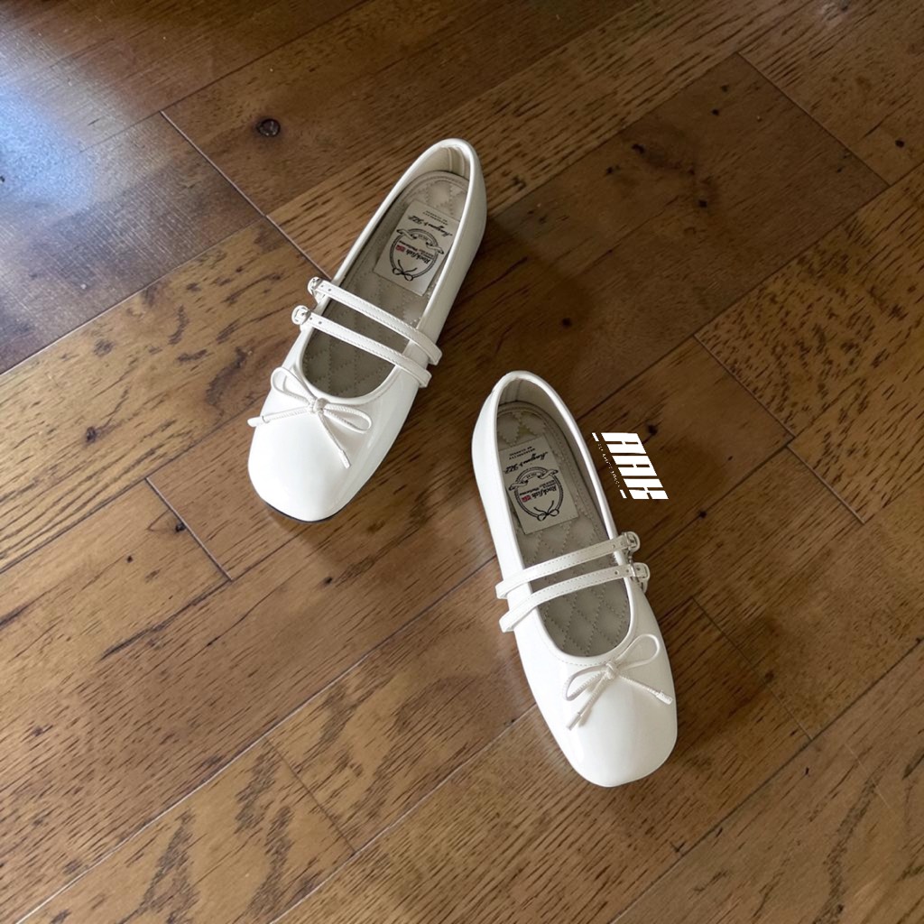 Rockfish SQUARE TOE TWO STRAP MARYJANES(ENAMEL)  / WHITE