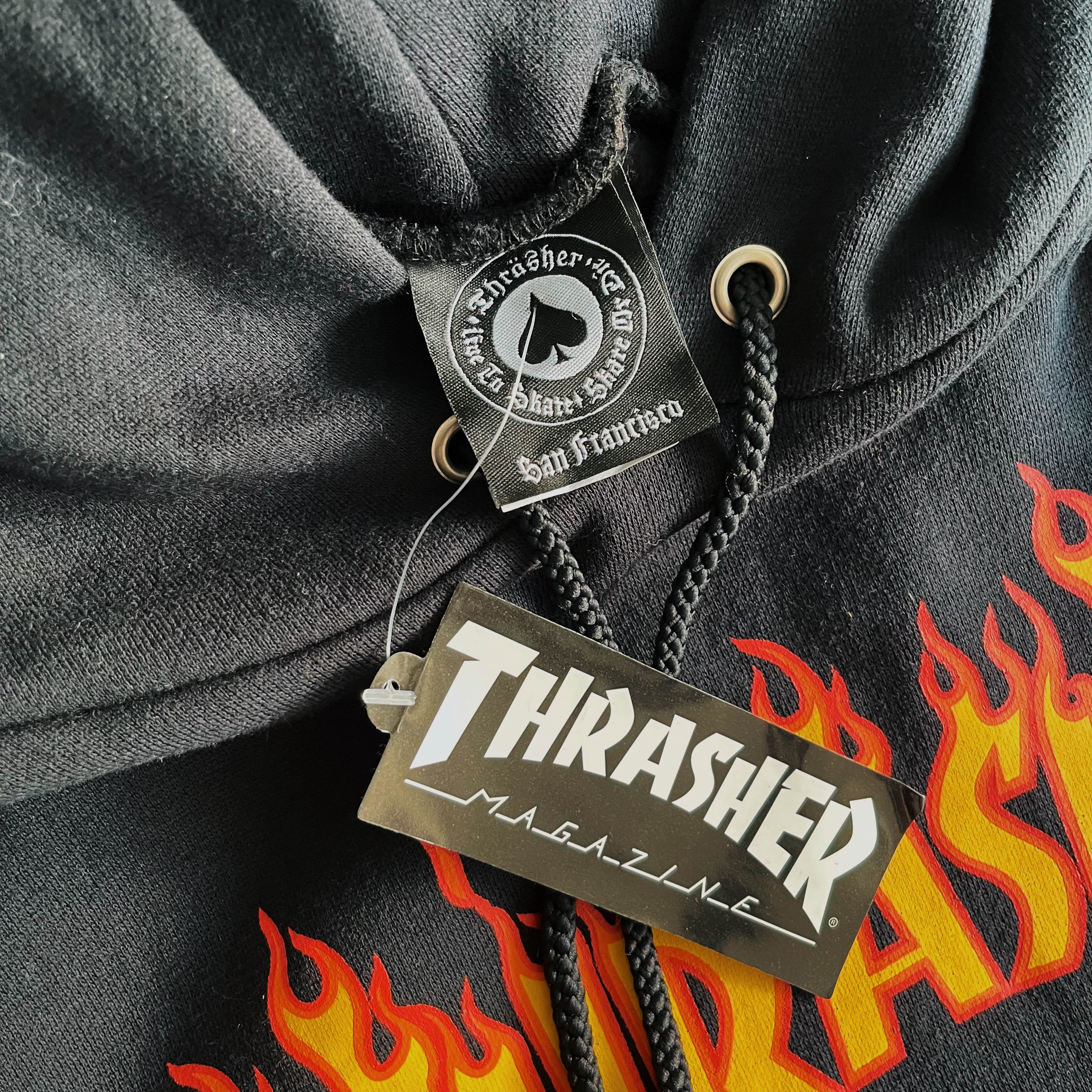 THRASHER FLAME HOODIE BLACK