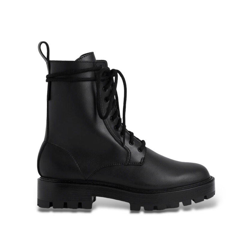 CHARLES&KEITH LACE-UP CALF BOOTS /BLACK (CK1-90360350)