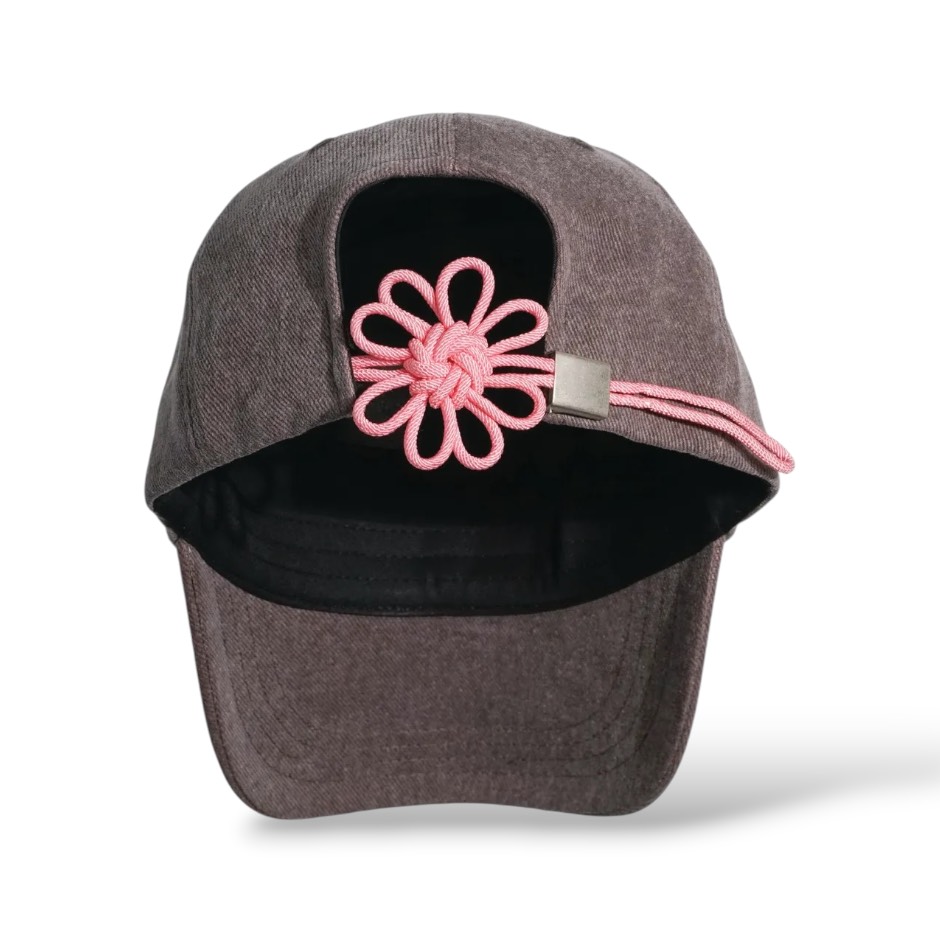 ONGO DENIM FLOWER KNOT CAP (Vintage Brown)