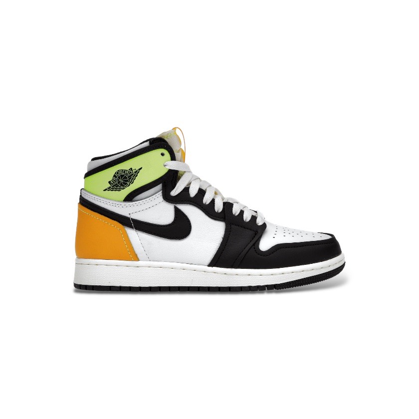 NIKE AIR JORDAN 1 RETRO HIGH WHITE BLACK VOLT UNIVERSITY GOLD - 575441 118