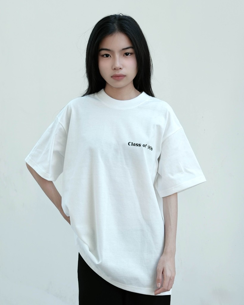 YONSEI 'Class of 90s' LOGO STANDARD ALL WHITE T-SHIRT