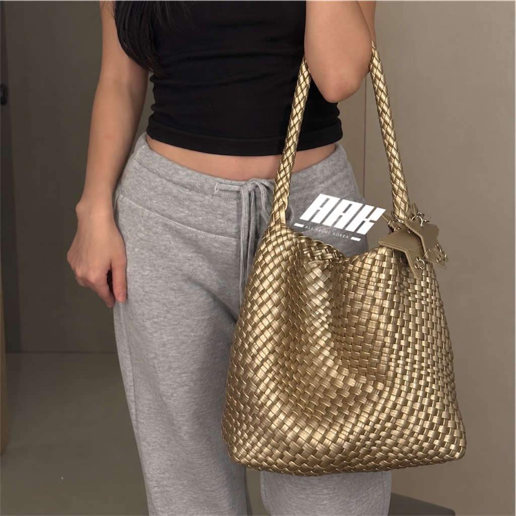 Ecoday Woven Tote Bag "Champagne Color"