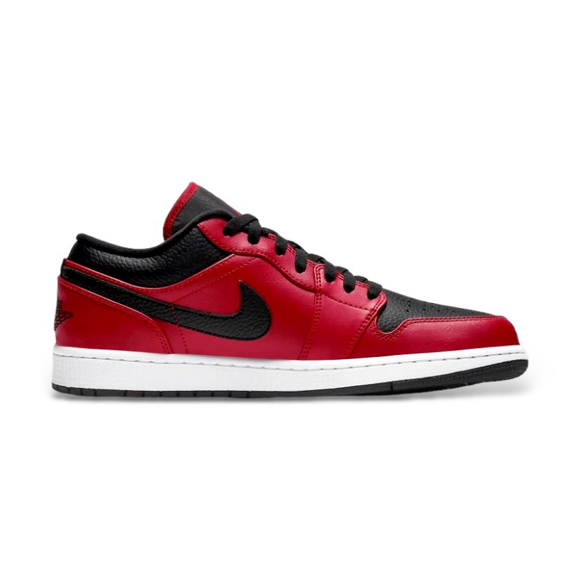 NIKE JORDAN 1 LOW REVERSE BRED PEBBLED SWOOSH - 553558 605