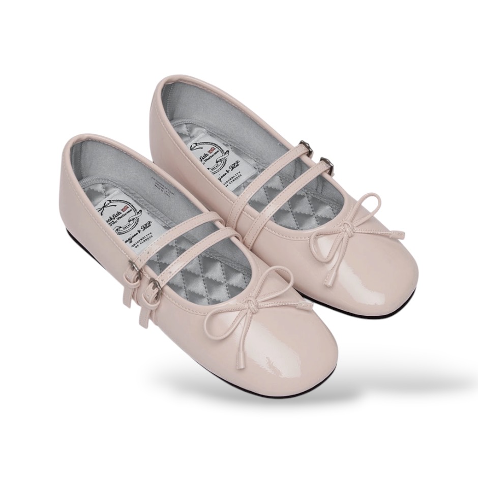 Rockfish SQUARE TOE TWO STRAP MARYJANES(ENAMEL)  / WHITE