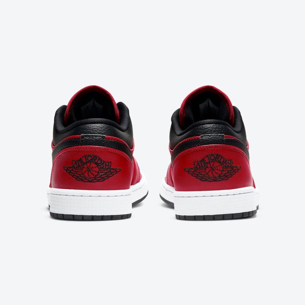 NIKE JORDAN 1 LOW REVERSE BRED PEBBLED SWOOSH - 553558 605