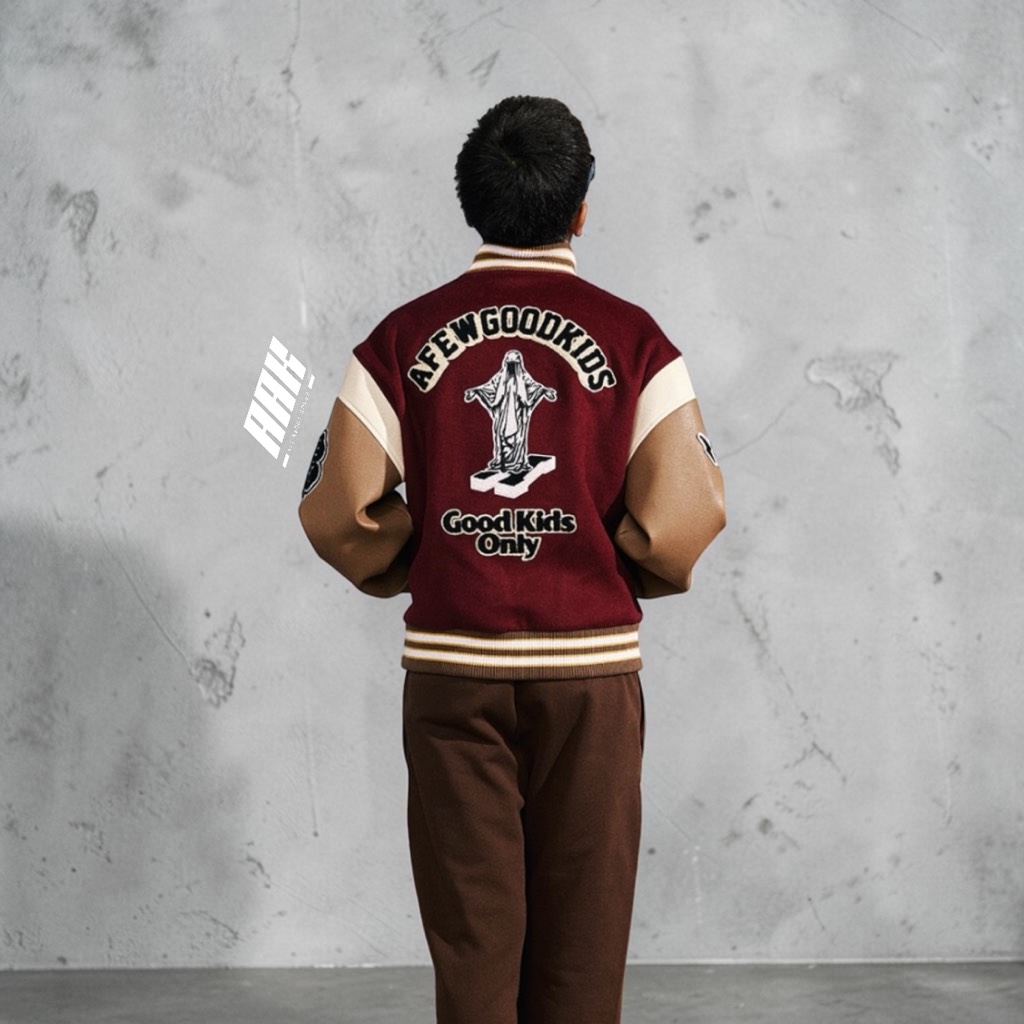 AFGK FW22 Letter Statue Character Stitching ll Varsity Jacket / Red ( AFL39)