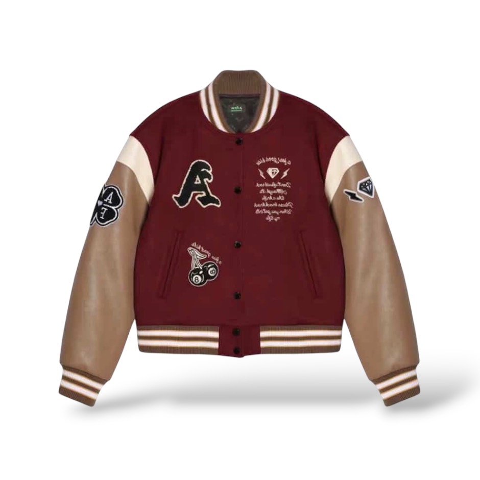AFGK FW22 Letter Statue Character Stitching ll Varsity Jacket / Red ( AFL39)