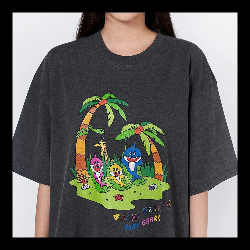 [PINKFONG X ADLV] Jungle Family Short Sleeve T-shirt Washing Grey - ADLV21SS SSPFJF WGR