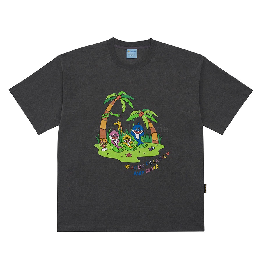 [PINKFONG X ADLV] Jungle Family Short Sleeve T-shirt Washing Grey - ADLV21SS SSPFJF WGR