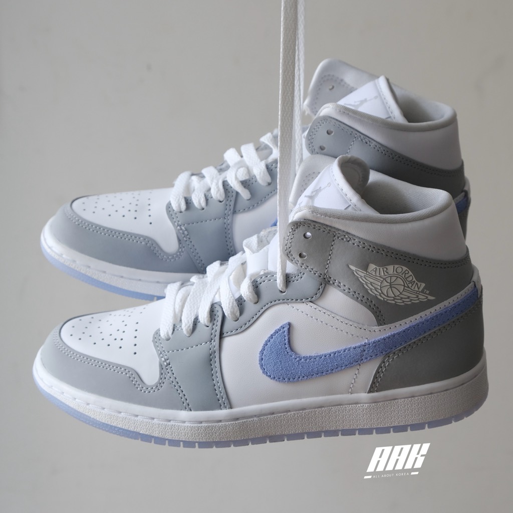 NIKE AIR JORDAN 1 MID WHITE 'ALUMINUM WOLF GREY' - BQ6472 105