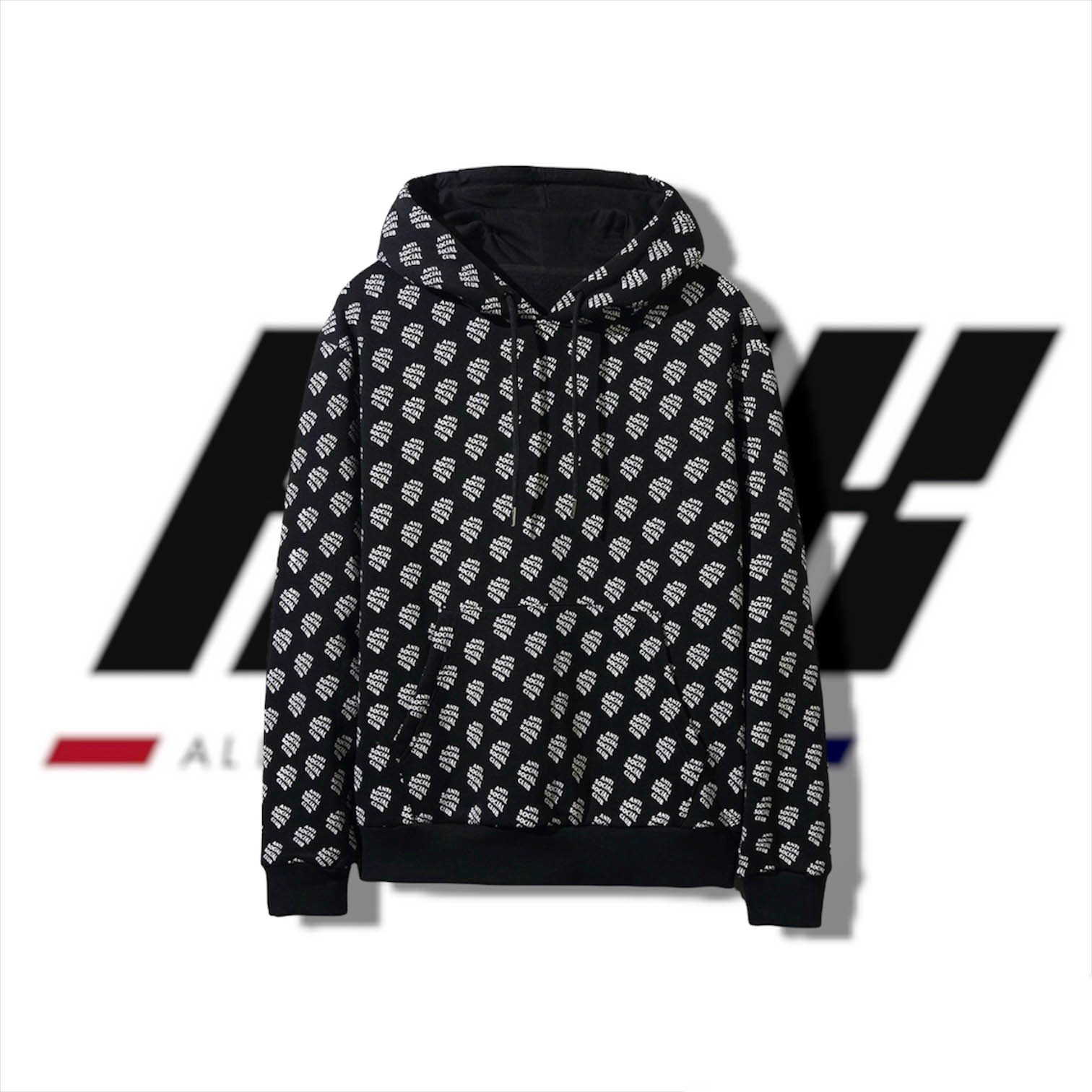 ASSC ALL OVER PRINT LOGO HOODIE BLACK