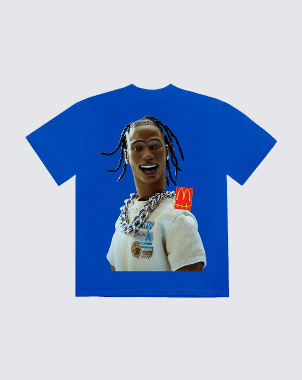 TRAVIS SCOTT X MCDONALDS ACTION FIGURE T-SHIRT BLUE - CJMD SS05