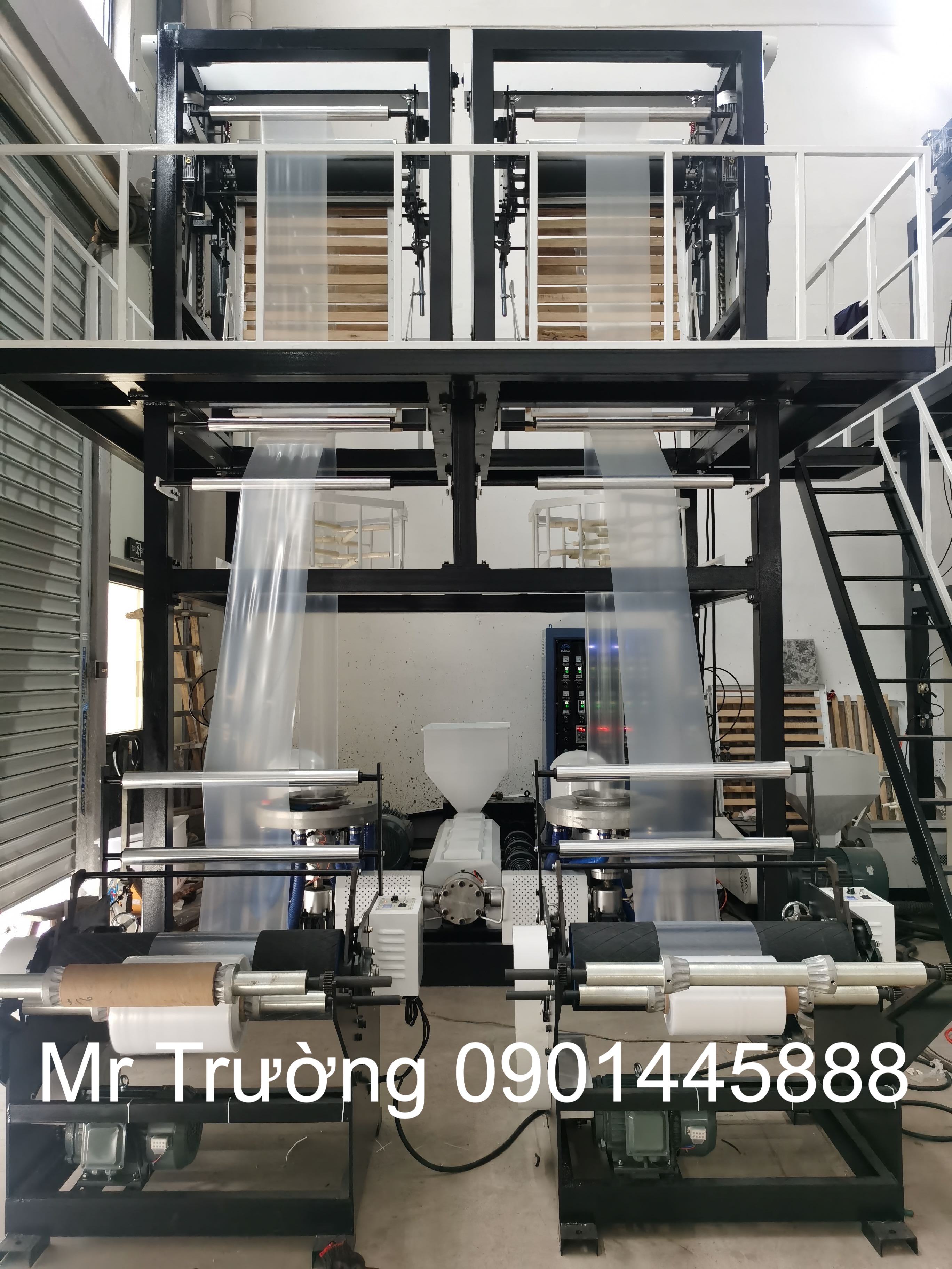 Máy thổi màng PE 2 đầu thổi