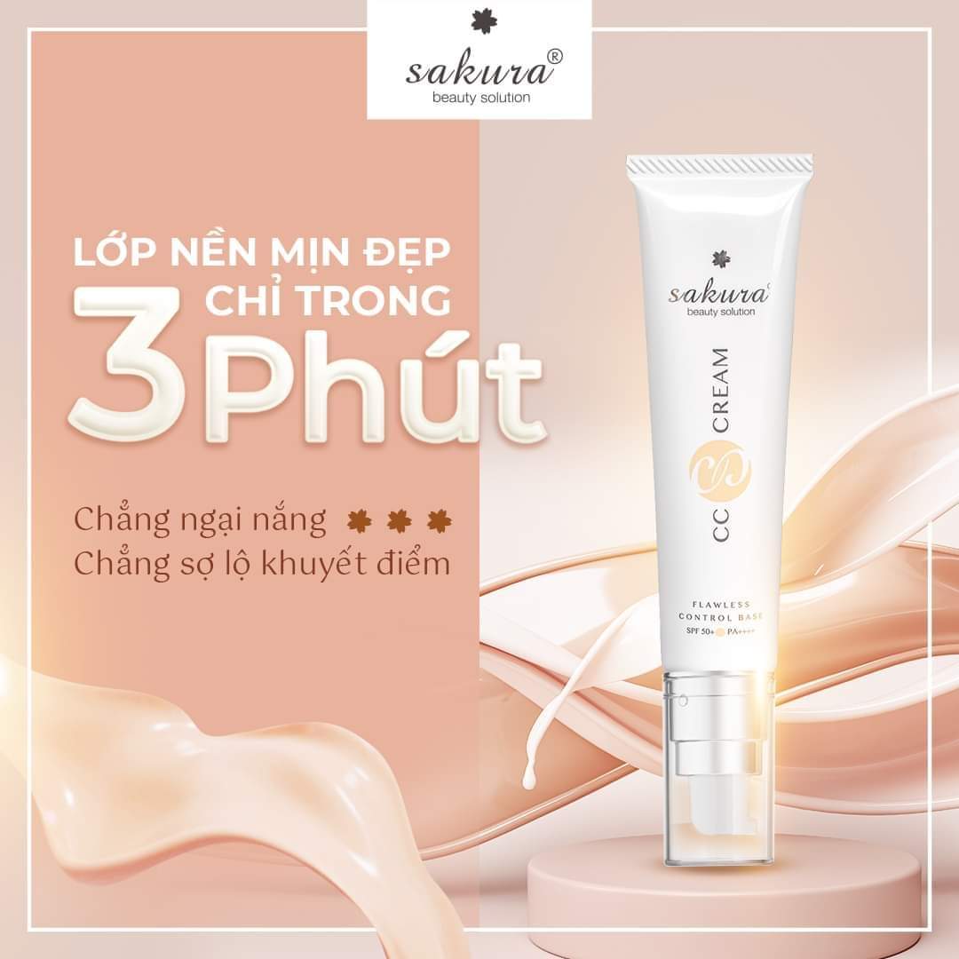 Kem chống nắng trang điểm Sakura CC Cream Flawless Control Base 40ml