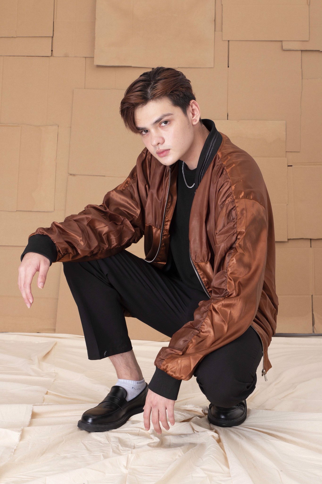 FOAM BOMBER JACKET/Brown