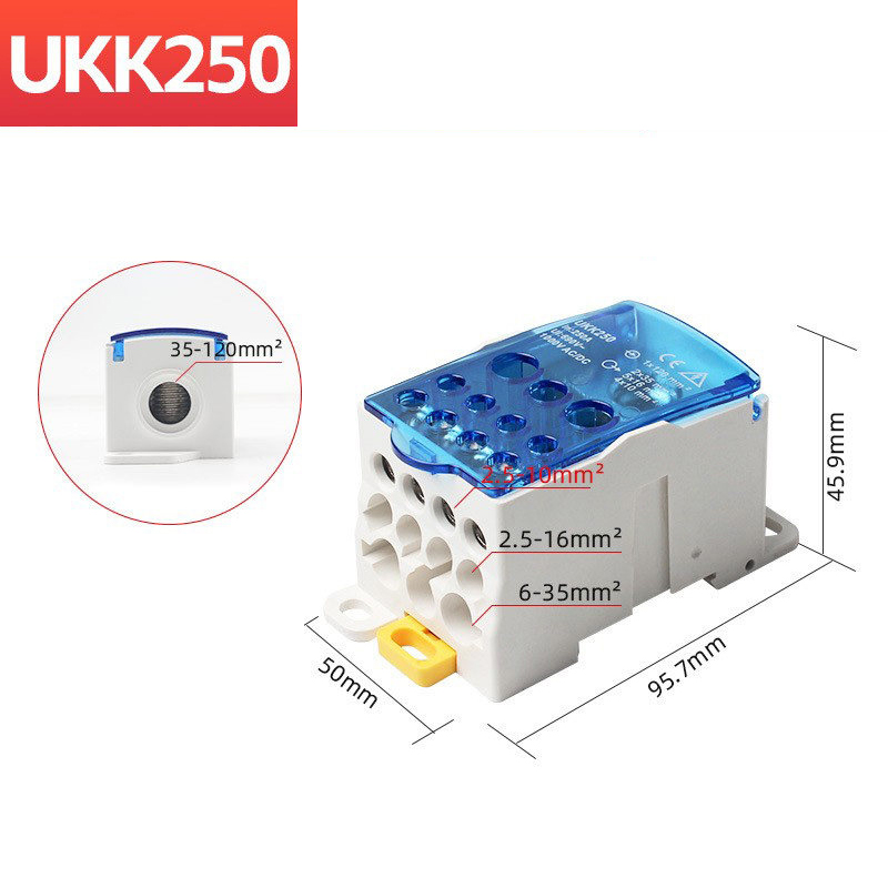 Cầu đấu chia điện UKK-250A 250A 690V và thông số tiết diện dây