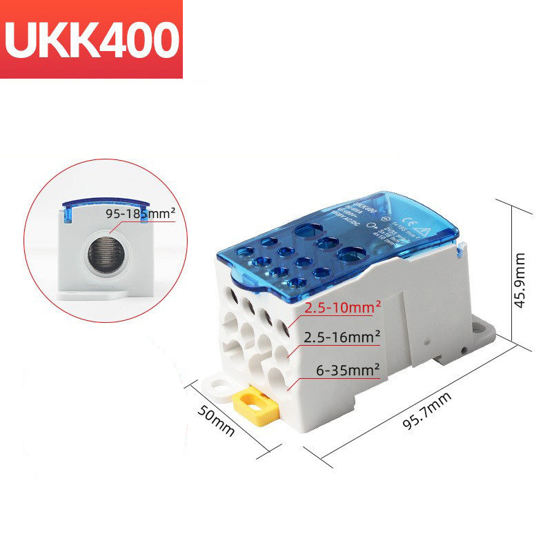 Cầu đấu chia điện UKK-400A 400A 690V và thông số tiết diện dây