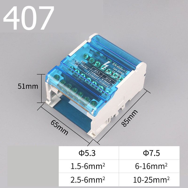 Cầu đấu phân phối điện JH8407 125A Model 407