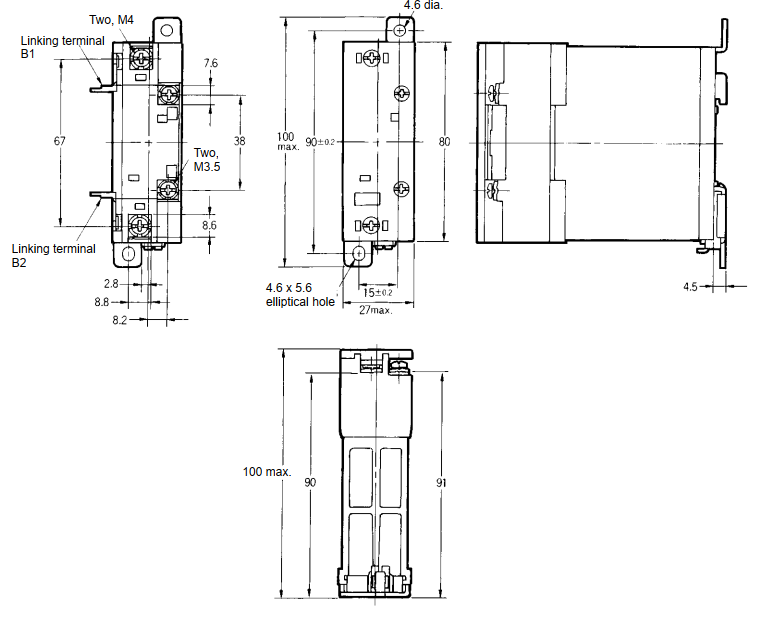 Bản vẽ kích thước rơ le bán dẫn Omron G3PA-210B-VD - hình 1
