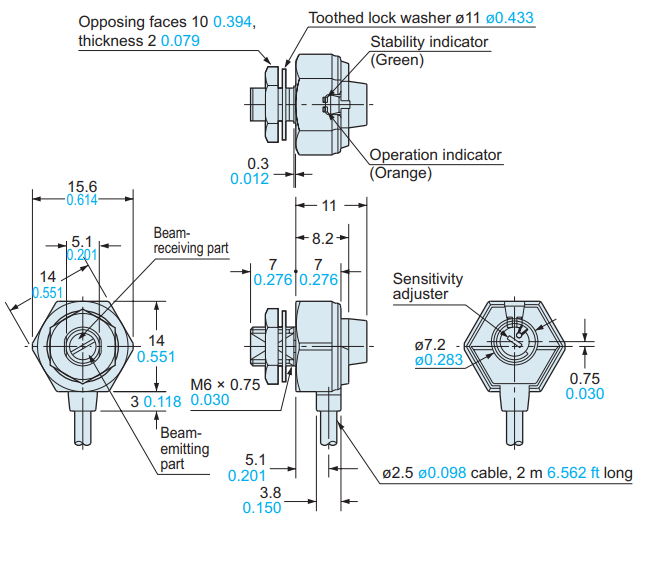Bản vẽ kích thước sản phẩm Cảm biến quang Panasonic EX-32A - hình 1