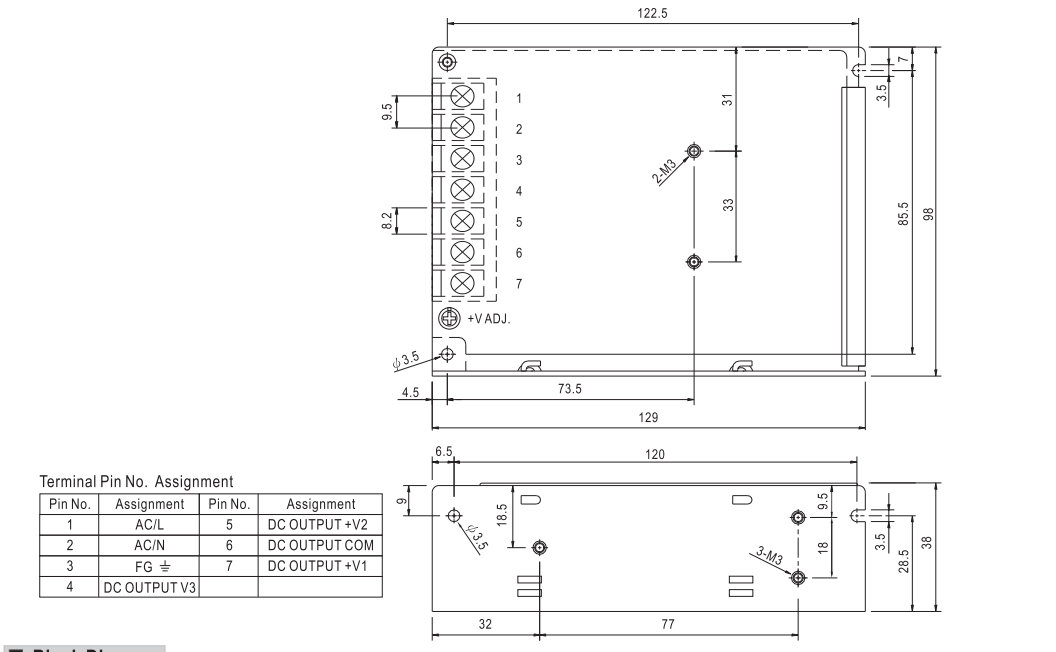 Bản vẽ kích thước Nguồn Meanwell NET-50D