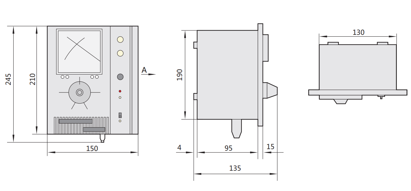 Bản vẽ kích thước bộ điều khiển tốc độ động cơ JD1A-40 - kích thước tổng thể