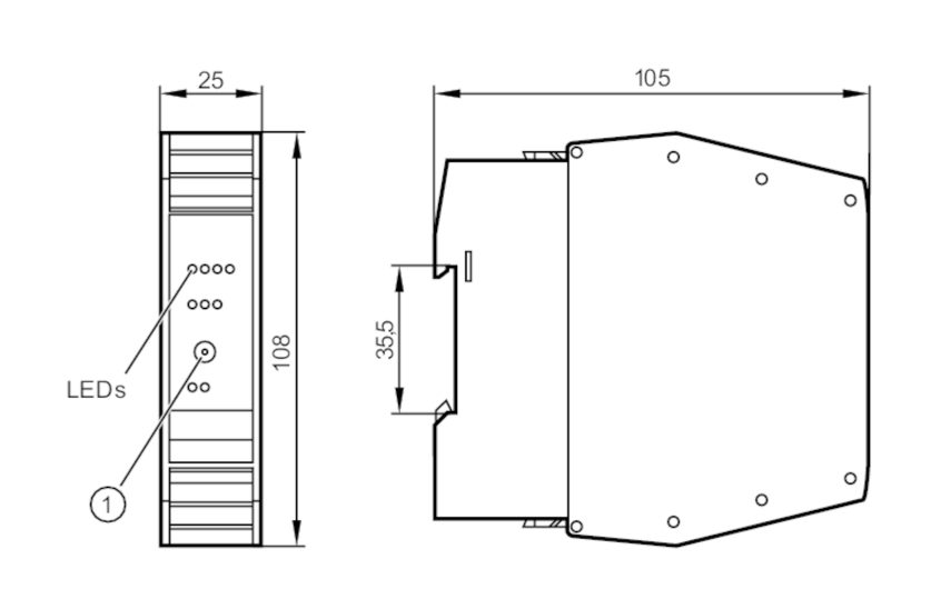 Bản vẽ kích thước AC2256 ifm module AS-i - hình 1