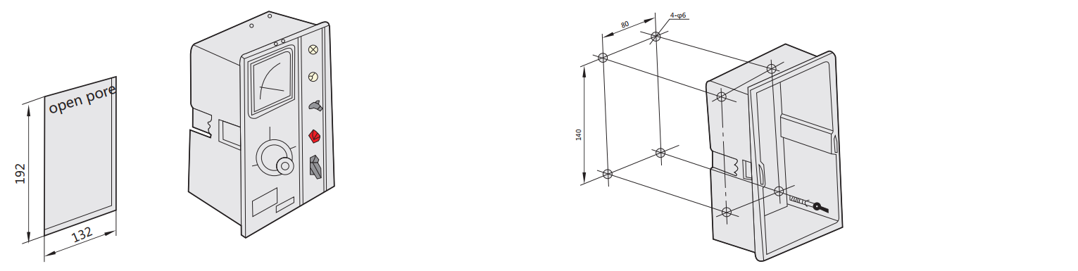 Bản vẽ kích thước bộ điều khiển tốc độ động cơ JD1A-40 - kích thước lắp đặt