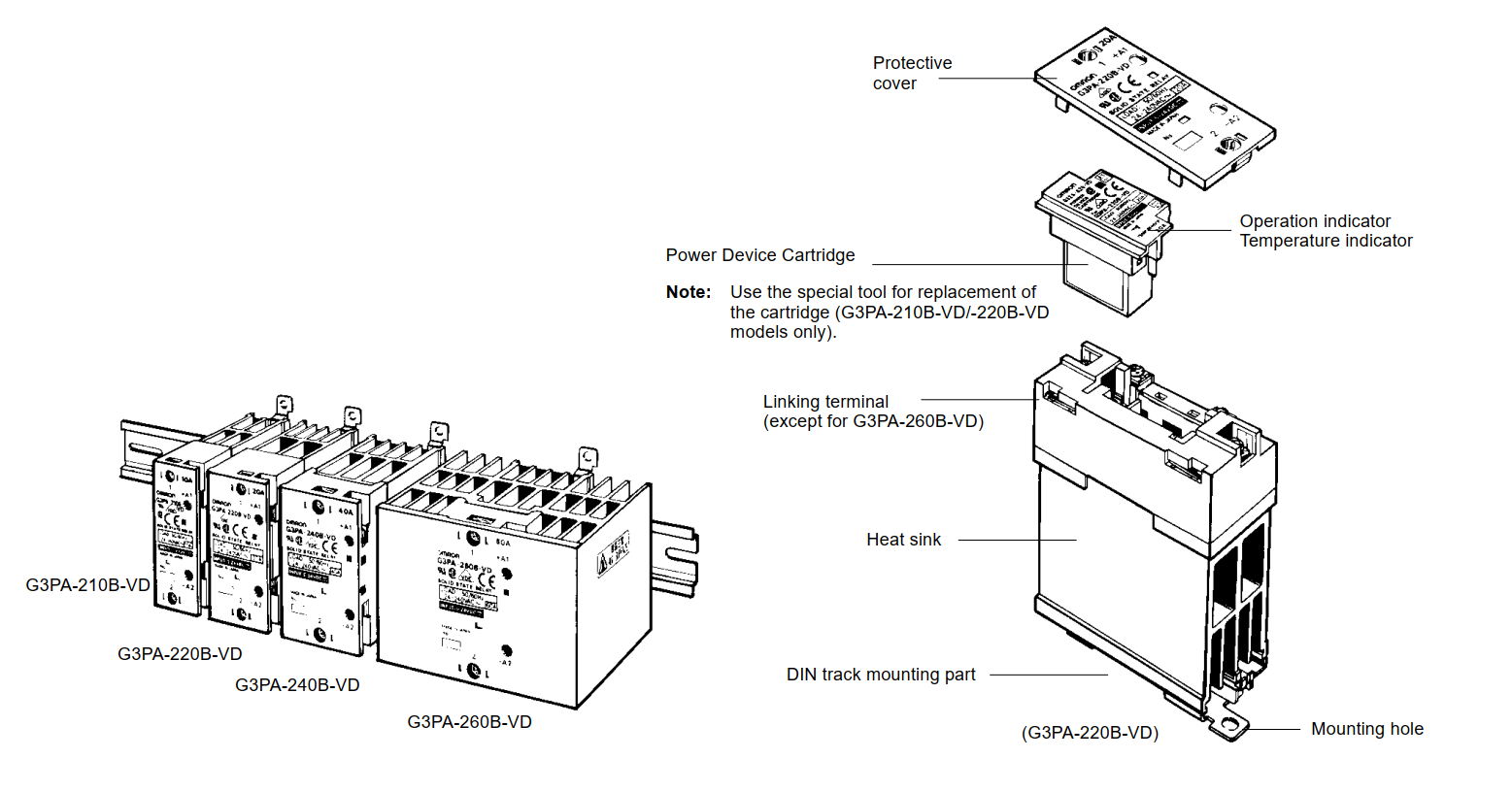 Sơ đồ đấu nối rơ le bán dẫn Omron G3PA-210B-VD - ví dụ 1
