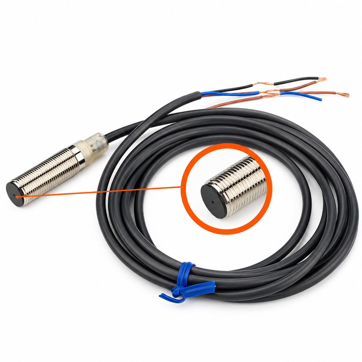 Cận cảnh đầu cảm biến tiệm cận Omron E2B