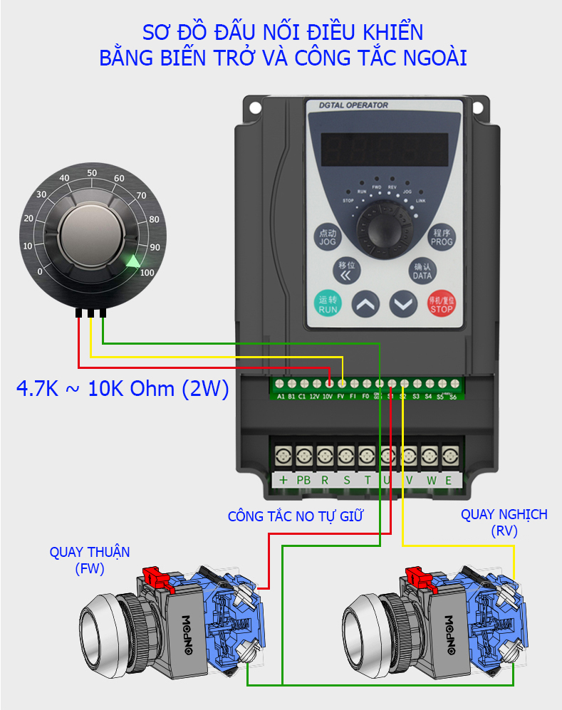 Đấu biến trở và công tắc AE200H 7.5G-11P