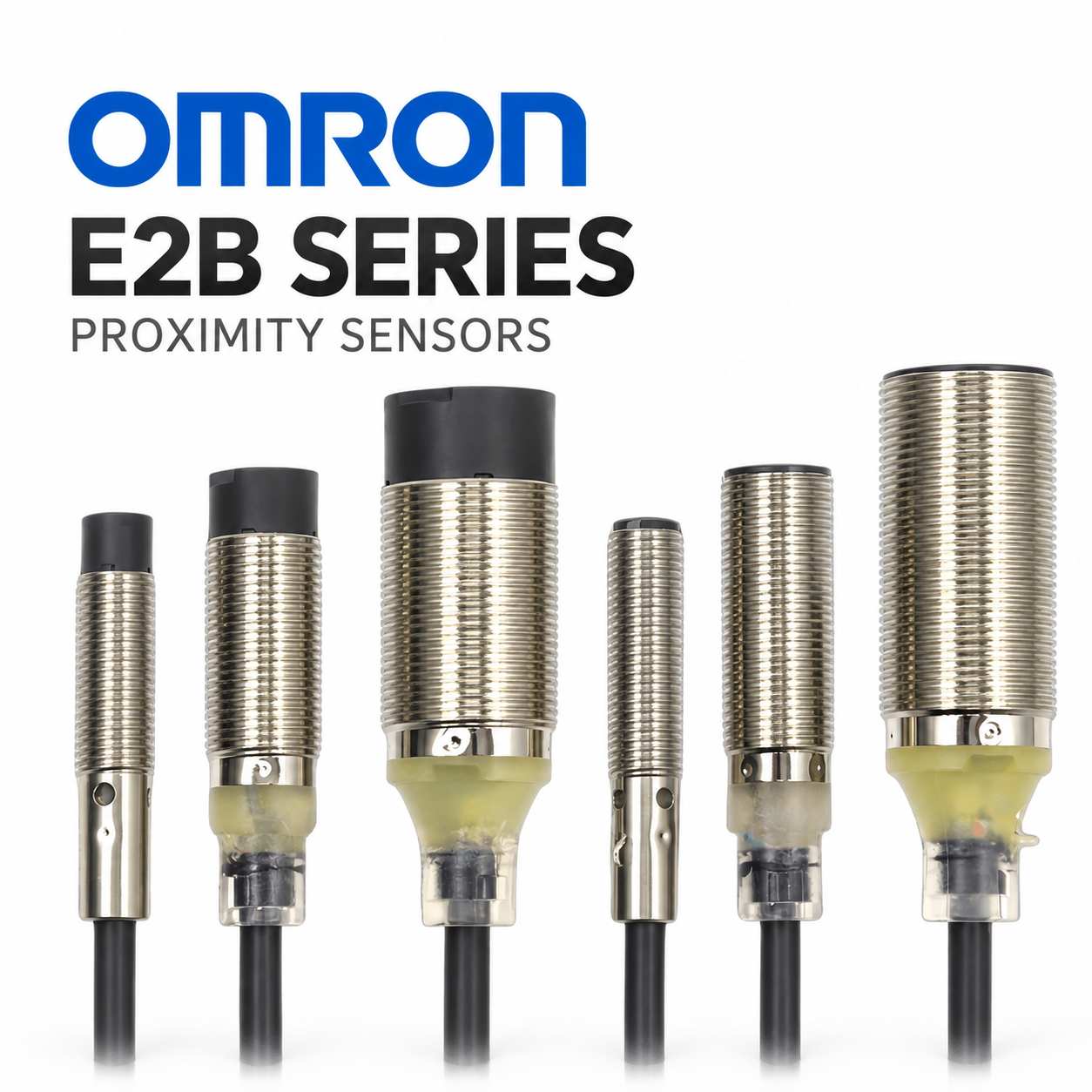 Dòng cảm biến tiệm cận Omron E2B gồm các kích thước M8 M12 M18 M30