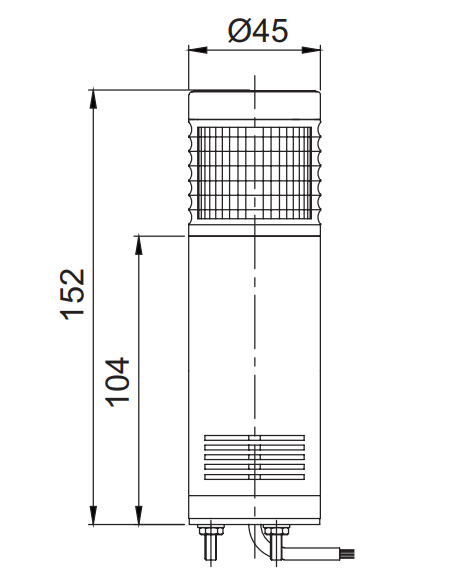 Kích thước đèn tháp STC45ML-BZ-3-GS Ø45mm