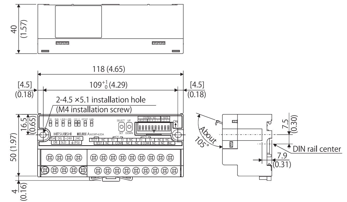 Bản vẽ kích thước sản phẩm AJ65SBT-62DA