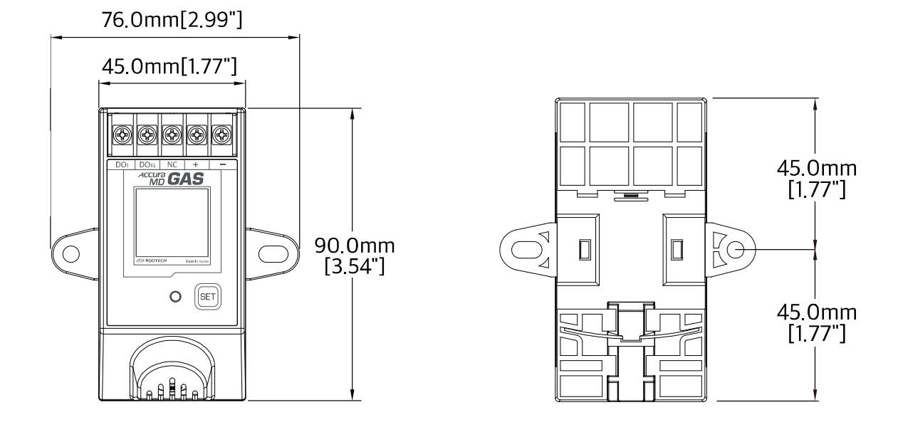 Bản vẽ kích thước cảm biến gas công nghiệp Accura MD-GAS