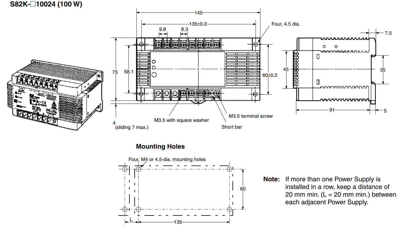 Bản vẽ kích thước Omron S82K-10024