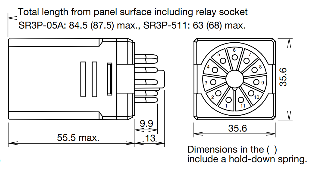 Bản vẽ kích thước sản phẩm RR3PA-U AC220V - hình 1