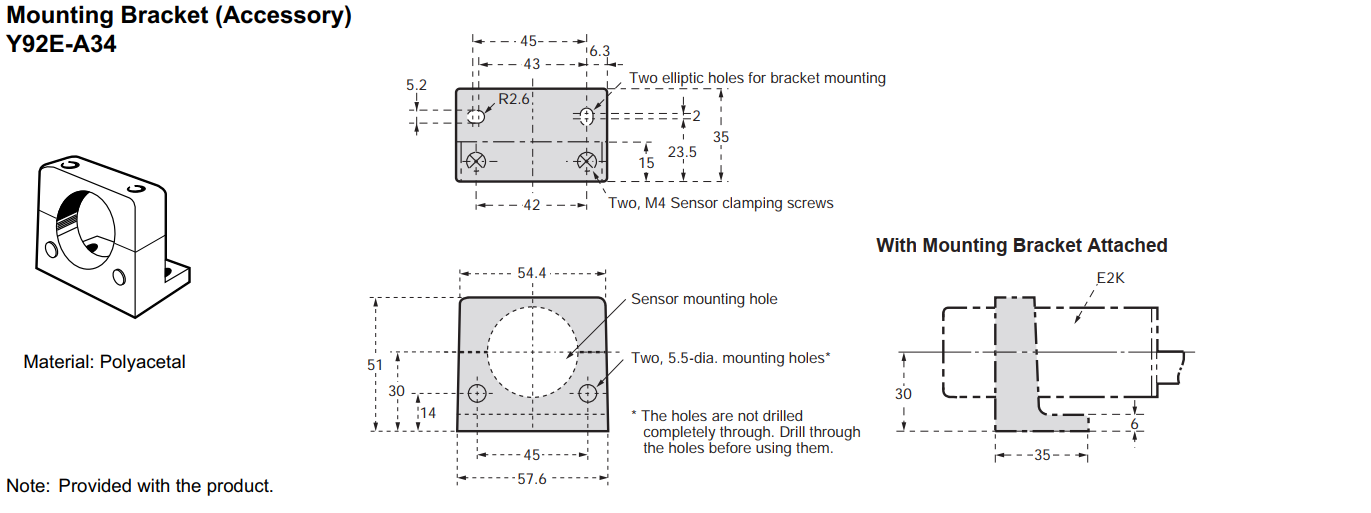 Bản vẽ kích thước sản phẩm OMRON E2K-C25ME1 - hình 2